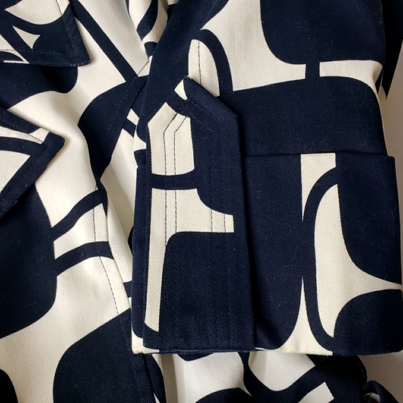 INC Abstract Geometric Bold Artsy Mod Pop-Art Chic Trench Style Belted Jacket M - Picture 12 of 13